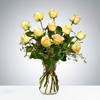 A Dozen Cream Roses