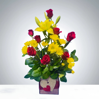 Valentine's Day red rose bouquet in stylish love box